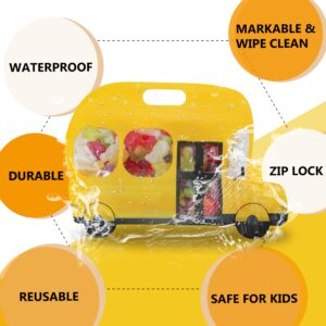 AOKELEON 20 Pcs Yellow School Bus Goodie Bags Plastic Gift Candy Bags with Handle Resealable Ziplock Treat Bags with Stand-up Bottom Back To School Party Favor Birthday Bags For Kids