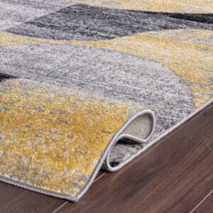 Rugshop Modern Geometric Design High Traffic Living Room,Bedroom,Kitchen, Home Office Area Rug 5' x 7' Yellow