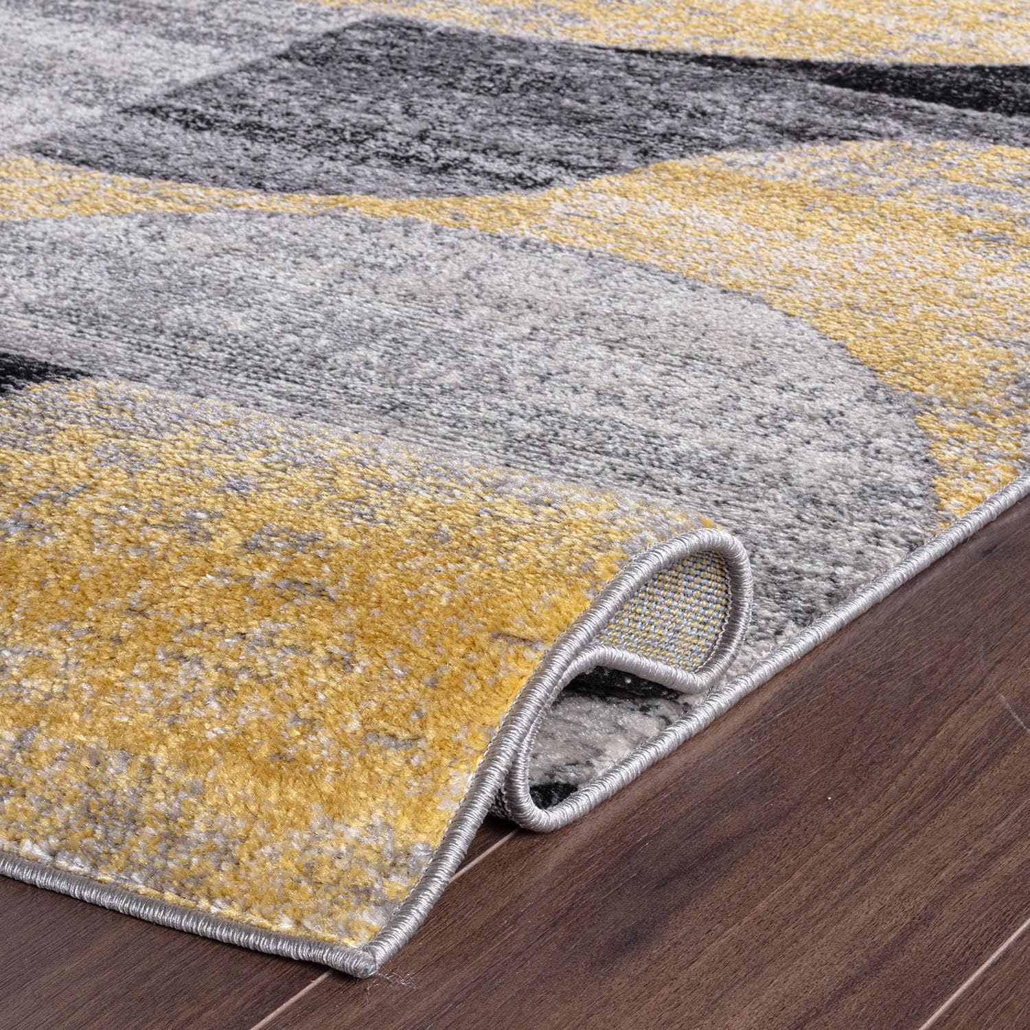 Rugshop Modern Geometric Design High Traffic Living Room,Bedroom,Kitchen, Home Office Area Rug 5' x 7' Yellow