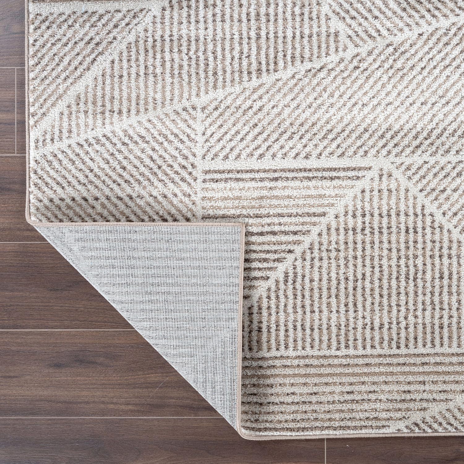 Rugshop Contemporary Geometric Stripe High Traffic Living Room,Bedroom,Kitchen, Home Office Runner Rug 2' x 7' Cream