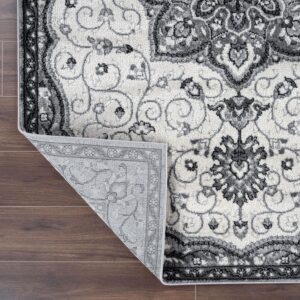 Rugshop Traditional Medallion High Traffic Living Room,Bedroom,Kitchen, Home Office Runner Rug 2' x 7' Gray