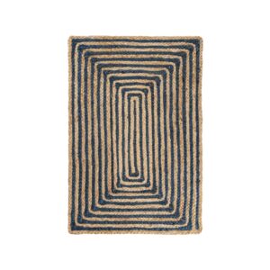 Superior Braided Dyed Jute Handwoven Indoor Area Rug, Jute Floor Decor for Entry, Kitchen, Living Room, Dining Room, Bedroom, Office, Apartment, Hand-Woven Modern Farmhouse Rugs, 2' x 3', Navy Blue