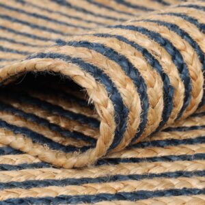 Superior Braided Dyed Jute Handwoven Indoor Area Rug, Jute Floor Decor for Entry, Kitchen, Living Room, Dining Room, Bedroom, Office, Apartment, Hand-Woven Modern Farmhouse Rugs, 2' x 3', Navy Blue