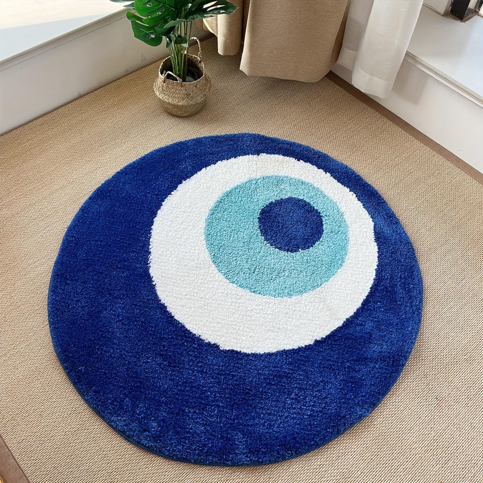 LAKEA Fluffy Evil Eye Circle Rug Carpet Plush Comfortable Handmade Bedroom Ultra Soft and Fluffy for Halloween (90x90cm 35.4inch)