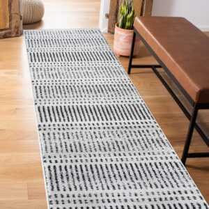 rugshop contemporary stripe lines high traffic living room,bedroom,kitchen, home office runner rug 2' x 7' cream