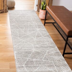 rugshop contemporary geometric stripe high traffic living room,bedroom,kitchen, home office runner rug 2' x 7' cream