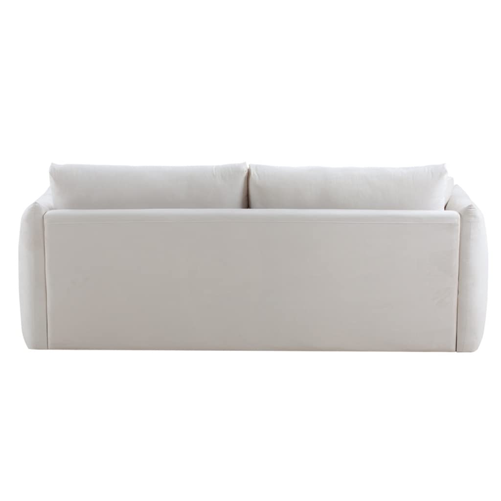 FANCUF 85" Fabric Sectional Couch Sofa 3 Seater Sofa with 3 Pillows for Living Room, Bedroom, Livingroom Beige