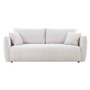 FANCUF 85" Fabric Sectional Couch Sofa 3 Seater Sofa with 3 Pillows for Living Room, Bedroom, Livingroom Beige