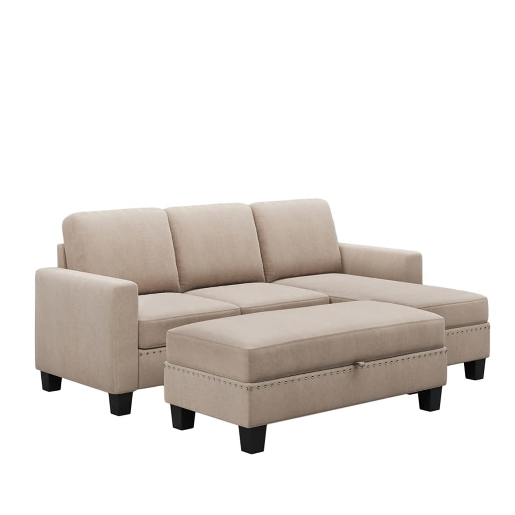 FANCUF 81" Reversible Sectional Couch with Storage Chaise L-Shaped Sofa Apartment Sectional Set 3 Pieces Sofa Set