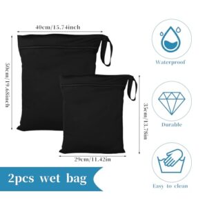 Giantree 2 Pack Wet Bag for Swimsuit, Waterproof Clothes Bag with Handle Zippered, Travel Laundry Bags, Reusable Waterproof Wet Dry Bag for Swimsuit Wet Clothes Bag for Travel Gym Beach