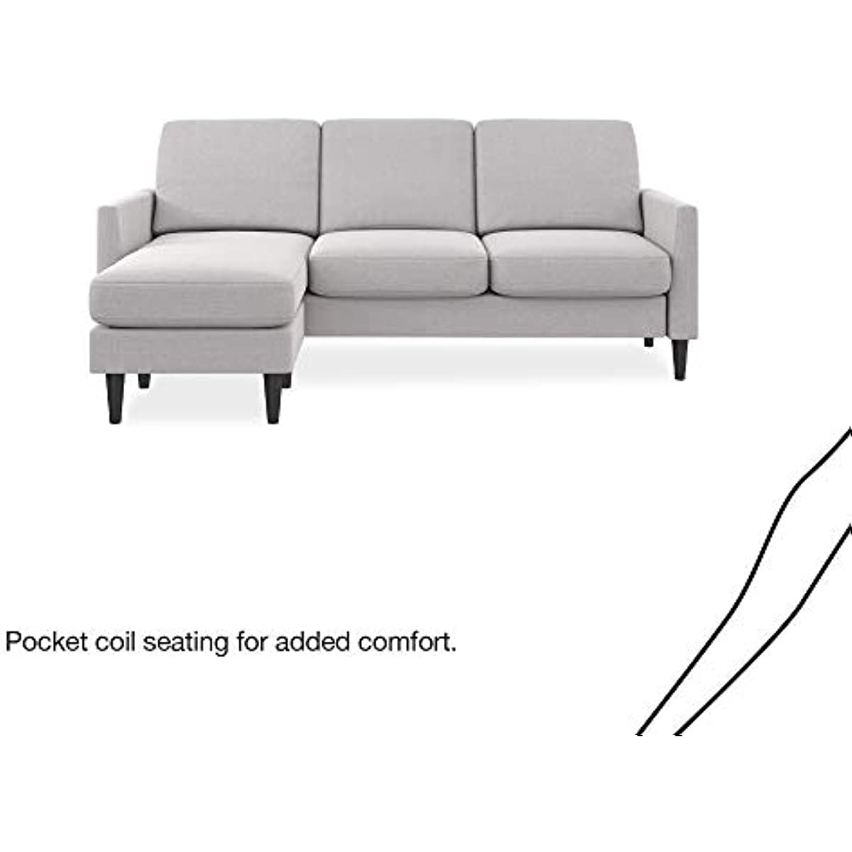 FANCUF Sofa Sectional, Light Gray Linen，Sectional Sofa L Shape Couch with Wide Chaise Lounge