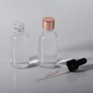 StellaCare 2 Pcs, 2 ounce Dropper Bottle, Glass Bottle, Small Glass Bottles with Lids Clear Glass Jars