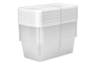 sterilite storage boxes, 13.5l x 8w x 4.8h inches (34.3 x 20.3 x 12.2 cm), 6 qt, clear with white lid, pack of 10