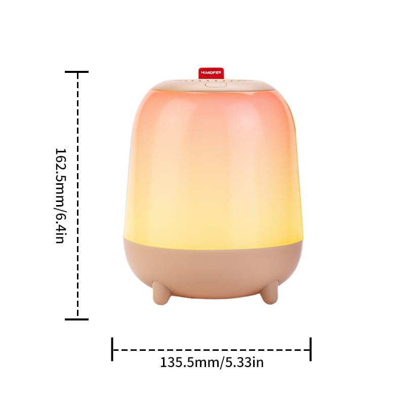 Humidifiers for Bedroom with Nightlight, Ultrasonic Cool Mist Humidifier Top Fill, Quiet Baby Air Humidifier with Night Light 5 Colors, Single/Double hole spray, Auto Shut-Off, 1.5L(Orange)