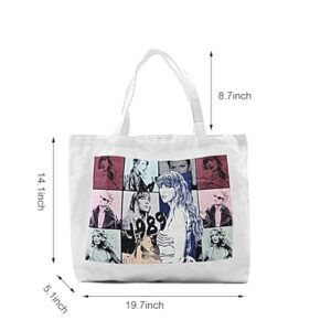 woqahoz 2-Pack Canvas Makeup Bag & Tote Bag tylish Versatile Set Reusable Grocery Shopping Tote Bag Portable Storage HandBags for Beach Travel Gym paty