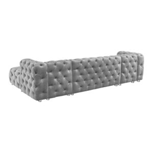 FANCUF U-shaped Modular Sofa Grey Velvet Fabric Living Room Sofa Living Room Furniture