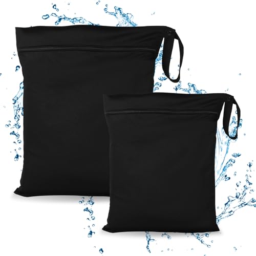 Giantree 2 Pack Wet Bag for Swimsuit, Waterproof Clothes Bag with Handle Zippered, Travel Laundry Bags, Reusable Waterproof Wet Dry Bag for Swimsuit Wet Clothes Bag for Travel Gym Beach