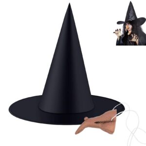 zanconic halloween witch hat, witch hat decoration, halloween witch hat nose set, hallowen witches costume accessories black cap for halloween party cosplay role-play holiday carnivals decor