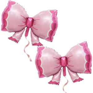 diadarl 2 pieces bow balloon pink bowtie foil balloon for wedding party decoration gift party supplies bridal shower