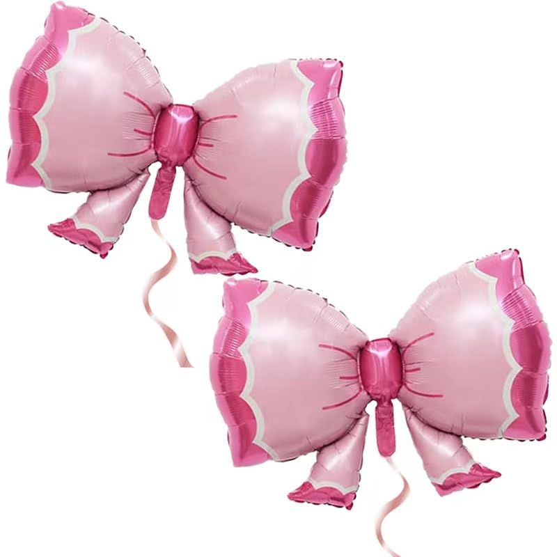 DIADARL 2 Pieces Bow Balloon Pink Bowtie Foil Balloon for Wedding Party Decoration Gift Party Supplies Bridal Shower