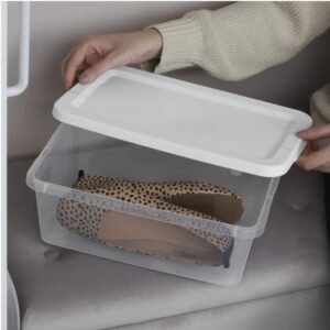 Sterilite Storage Boxes, 13.5L x 8W x 4.8H inches (34.3 x 20.3 x 12.2 cm), 6 QT, Clear with White Lid, Pack of 10