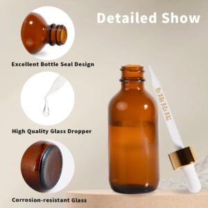 StellaCare Set of 2, 2oz Eye Dropper Bottle, Amber Glass Dropper Bottles, Empty Glass Dropper Bottles, Travel Liquid Bottles