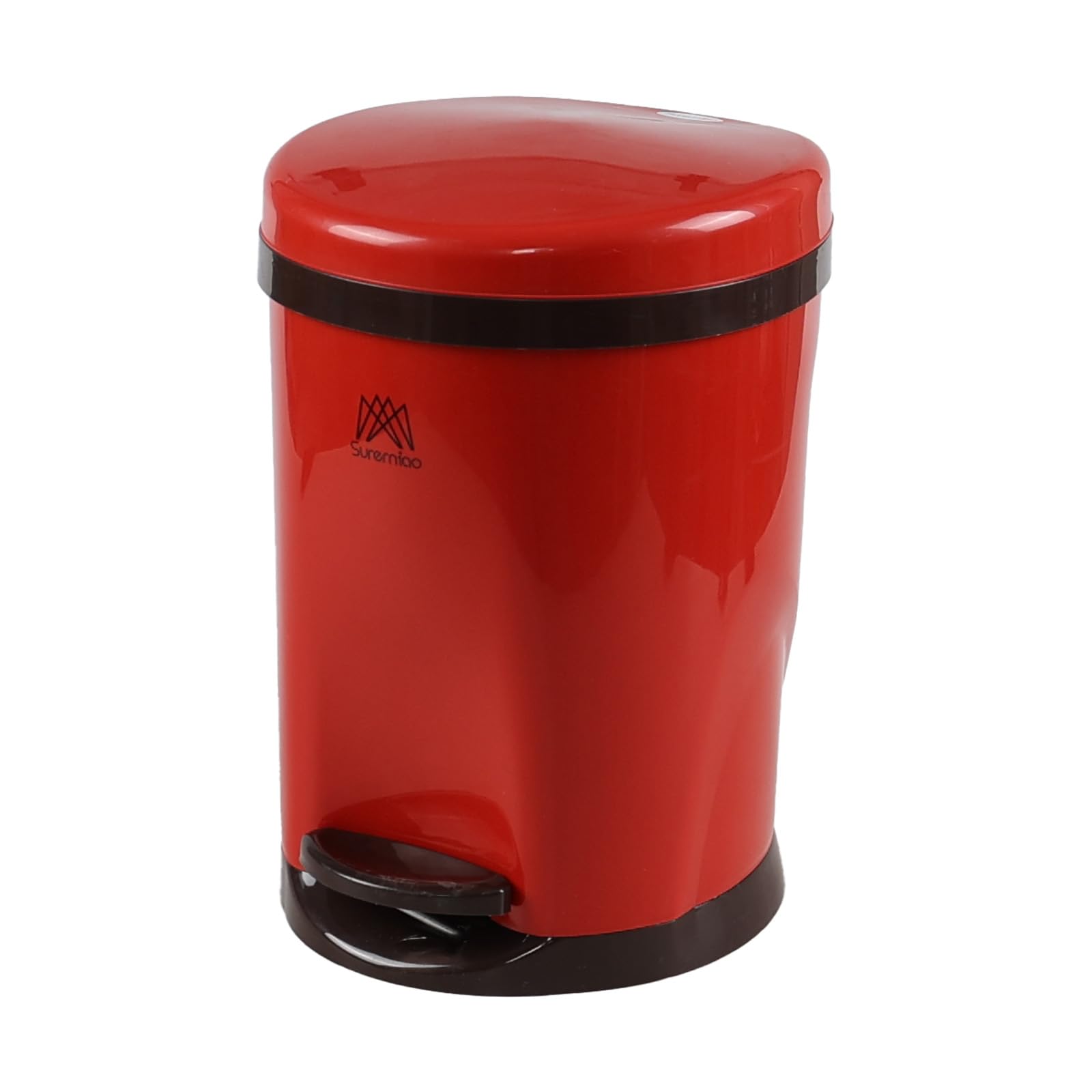 Afromy Small Bathroom Trash Can with Lid Soft Close, Step Pedal, 1.8 Gallon Garbage Can with Removable Inner Bucket, Red