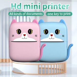 Thermal Mini Printer, Wireless Inkless Sticker & Label Maker with Tape, Bluetooth Machine Buddy for Phone iOS&Android, Free Cut Pocket Printer for Notes&Children DIY, Instant Photo Printing (Pink)