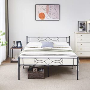 Vecelo 14" Queen Size Metal Platform Bed Frame with Headboard,Premium Steel Slat Support No Box Spring Needed,Noise-Free Anti-Slip,Easy Assembly