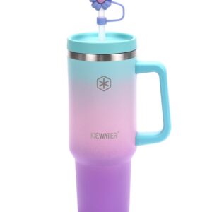 ICEWATER Horizon- 40 oz Tumbler with Lid and Straw | 100% Leak Proof Insulated Tumbler with Handle,Cup Holder Friendly,Water Bottle for Coffee,Keep Cold for up 36 Hours (Rainbow)