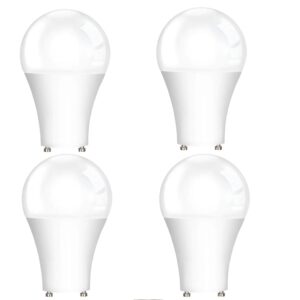 gu24 led light bulb 100w equivalent,9w 2 prong light bulbs, 2700k warm white 1,100 lumens, a19 shape bulbs, gu24 twist lock base non-dimmable(4-pack)