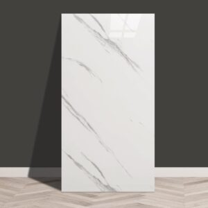 Haimin Wall Panels Peel and Stick 10 Pieces 23.6x11.8in (19.4 Sq. Ft. Coverage) Lightweight Backsplash Marble Look Tile (not Real Marble) Ideal for Kitchen Bathrooms Living Rooms Bedrooms (White-JSB)