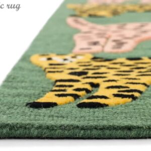 Handmade Catwalk Rug Woolen Animal Print & Thick Green Carpet Area Rug Living Room Bedroom for Kids Room (Green, 6x6' Round)