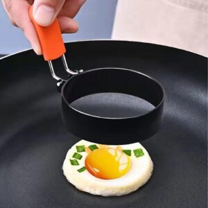 6" Pancake Ring 4" Egg Ring for Griddle,Non-Stick Stainless Steel 6 Inch Pancake 4 Inch Egg Ring for Frying Egg Crumpet Ring Muffin Ring with Silicone Handle（2X 6" Pancake Ring + 2X 4" Egg Ring）