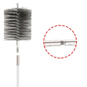 50-inch Long Tent Wood Burning Stove Pipe Cleaning Brush with Stainless Steel Bristles, and Chimney Cleaning Wire Brush with 4 Flexible Rods, 3.5'' Brush Heads