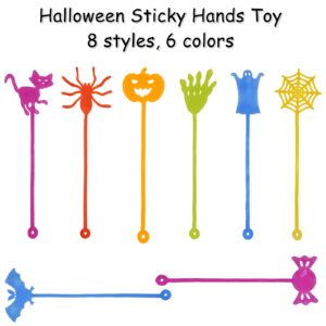 Howzcci 32 Pack Halloween Sticky Hands Toys Spider Web Cat Bat Pumpkin Candy Ghost Sticky Stretchy Toys for Kids Girls Boys Halloween Goodie Bags Fillers Halloween Party Favors Treat Bag Gifts