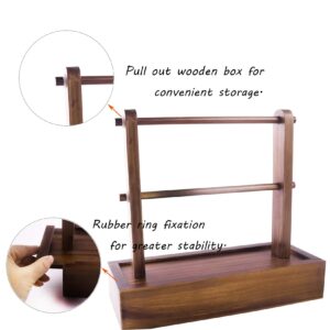 Viredelo Yarn Holder Dispenser for Crocheting,Crochet Yarn Holder with Storage Box,Twizzter Portable Yarn Holder,Yarn Holder for Crocheting,Handmade Wood Yarn Dispenser,Yarn Ball Holder,Walnut