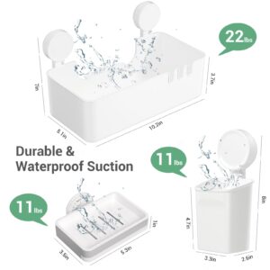 LUXEAR Shower Caddy 5 Pack Suction Cup Shower Organizer for Bathroom Storage Home &Kitchen,No Drilling Removable Plastic Shower Shelf Organizer with Soap Dish&Toothbrush Holder Easy Install