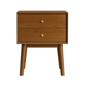 SANXIANHM Solid Wood Nightstand with 2-Drawers, Mid-Century Modern Night Stand,Small and Tall Bedside Table