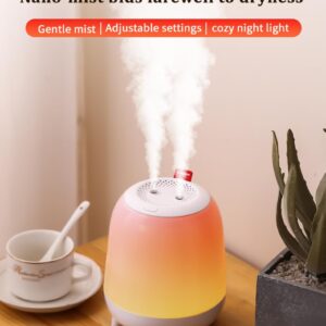 Humidifiers for Bedroom with Nightlight, Ultrasonic Cool Mist Humidifier Top Fill, Quiet Baby Air Humidifier with Night Light 5 Colors, Single/Double hole spray, Auto Shut-Off, 1.5L(Orange)