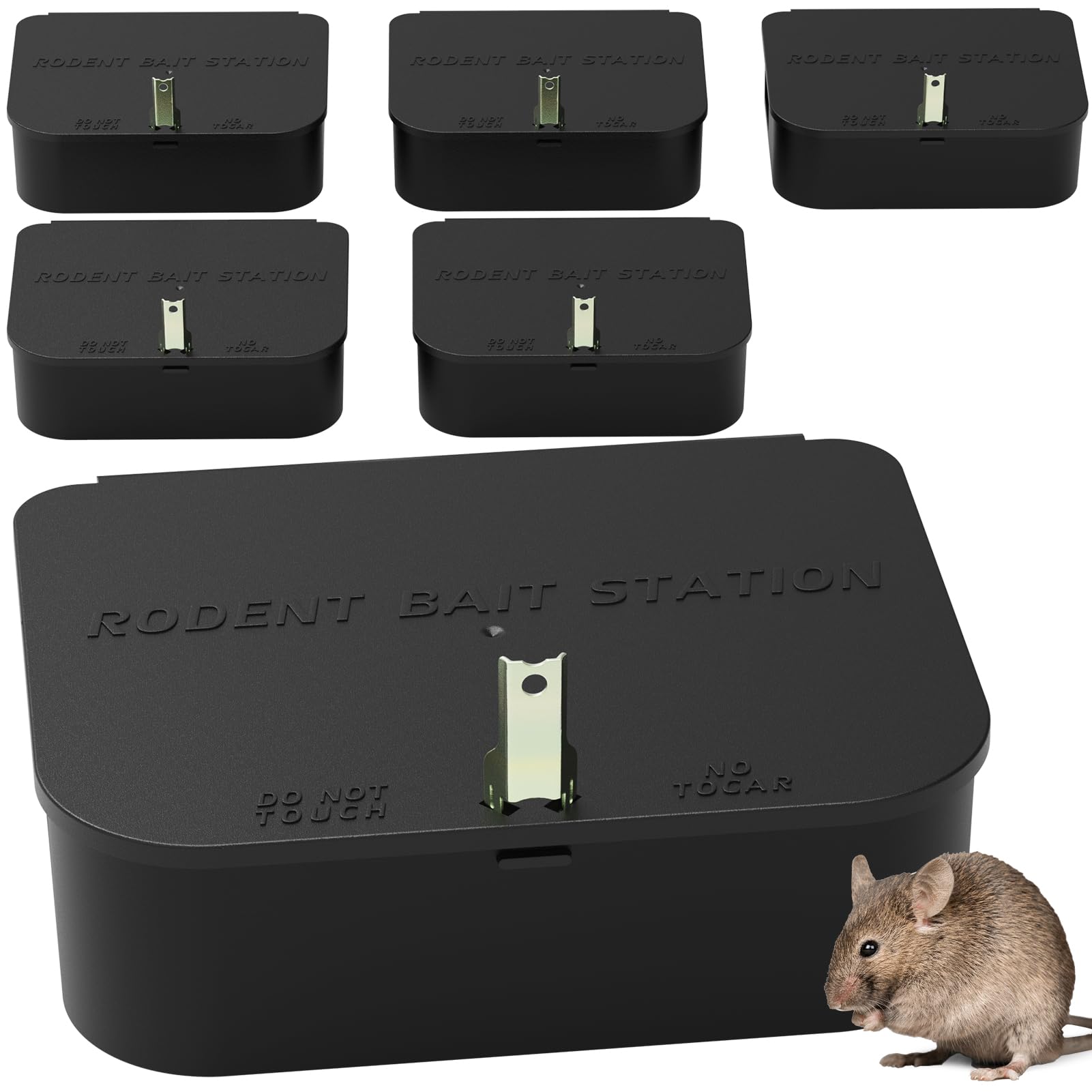 Rat Station Box with 1 Key, Complete Rodent Solution Keeps Rats Away, Pet & Child-Safe, Lock & Key Available, Reusable & Long-Lasting, Indoor & Outdoor, 6 Pack