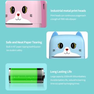 Thermal Mini Printer, Wireless Inkless Sticker & Label Maker with Tape, Bluetooth Machine Buddy for Phone iOS&Android, Free Cut Pocket Printer for Notes&Children DIY, Instant Photo Printing (Pink)