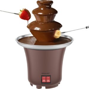 electric chocolate fondue fountain machine, 3-tier chocolate and cheese melting fountain with 10oz capacity, stainless steel mini chocolate fountain for parties, weddings, birthdays, and events