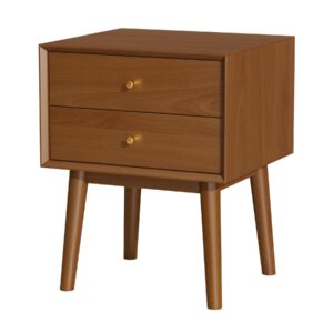 sanxianhm solid wood nightstand with 2-drawers, mid-century modern night stand,small and tall bedside table