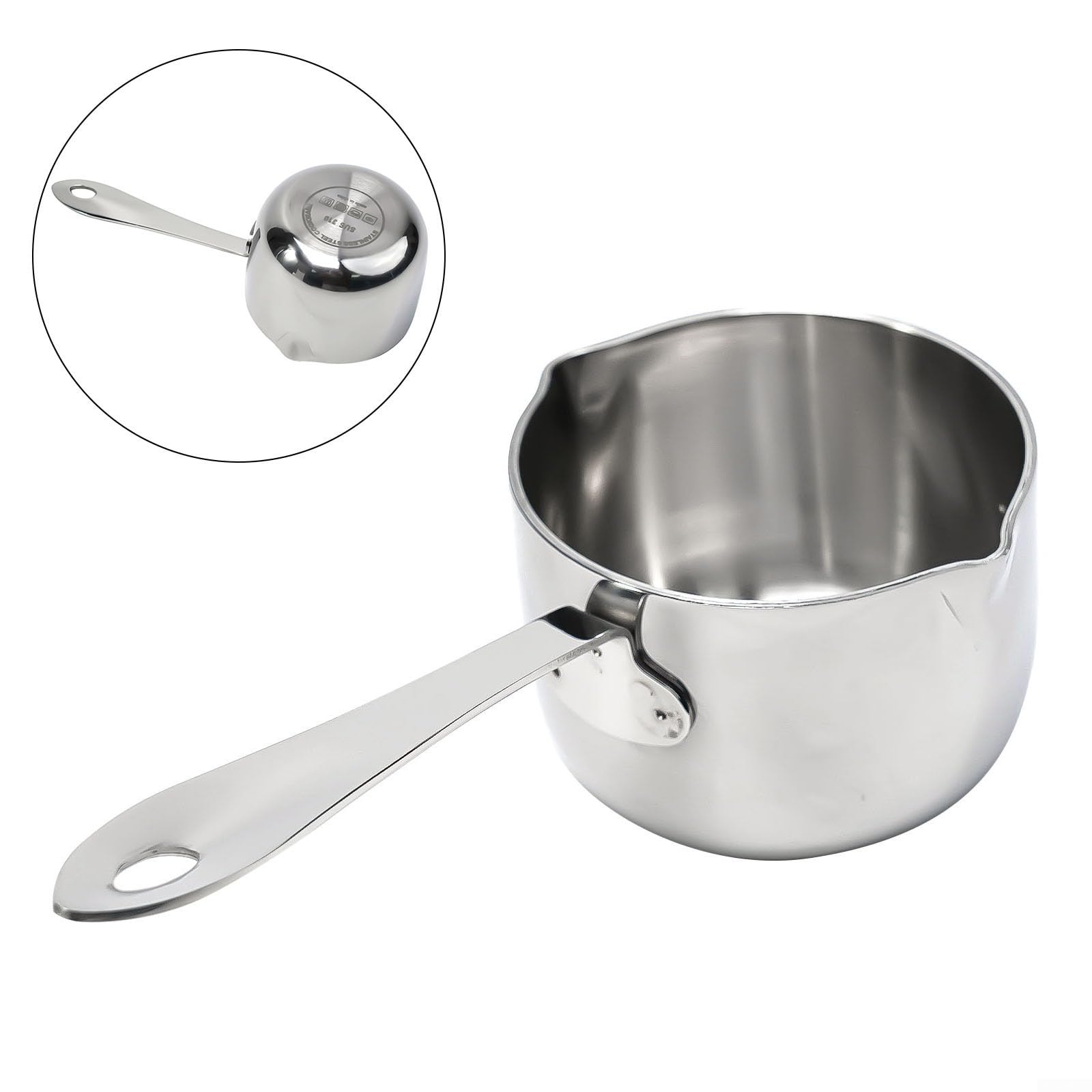 Stainless Steel Milk Pot, Milk Butter Warmer Pot Small Sauce Pan Non Coffee Pot Stovetop Chocolate Melting Pot Gravy Pot (160ml)