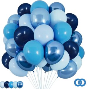 ohugs blue balloons set of 65pcs includes 12 inch navy blue, baby blue, metallic blue, pearl blue party balloons for birthday, baby shower, engagement, wedding, gender reveal, party decorations