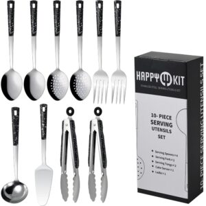 stainless steel metal serving utensils - set of serving spoons,slotted spoons, and serving tongs.serving fork,cake server