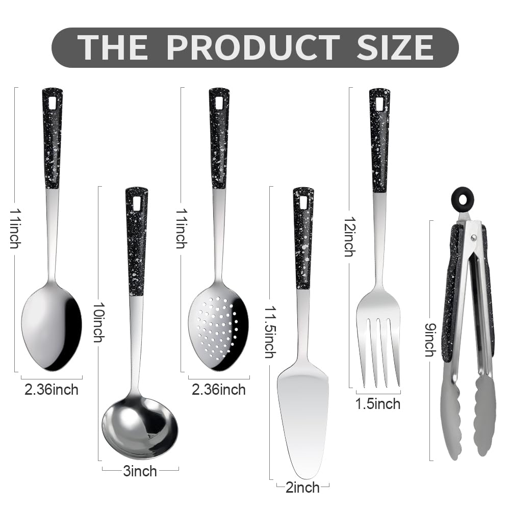 Stainless Steel Metal Serving Utensils - Set of Serving Spoons,Slotted Spoons, and Serving Tongs.serving fork,cake server