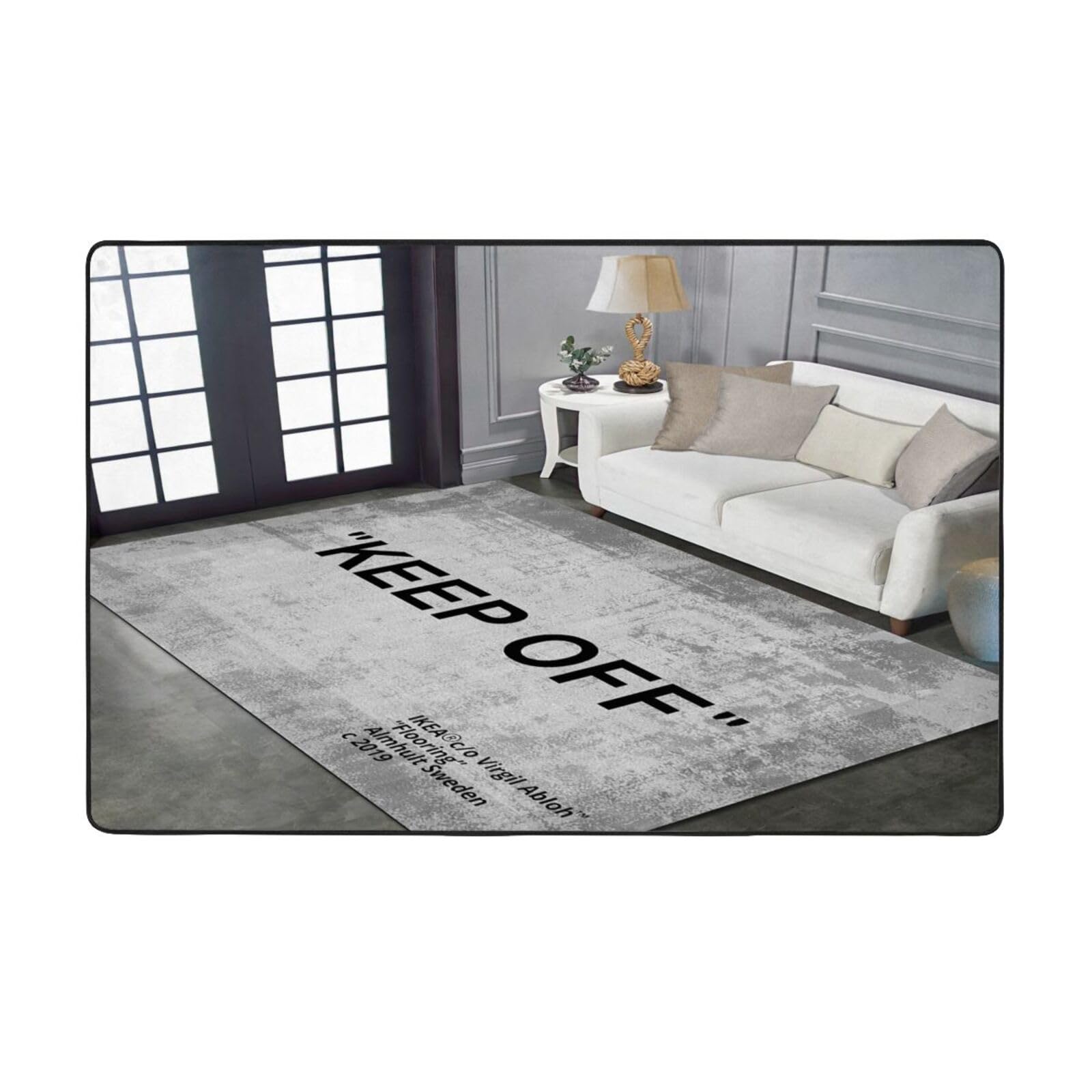 ZTFGZSXG Keep Off Area Rugs Grey 3D Printed Modern Large Carpet Non-Slip Floor Mat Rugs for Bedroom Livingroom Playroom Home Decor Mat 16"" x 24""