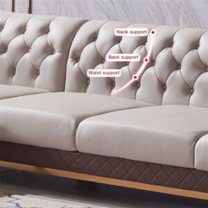 FANCUF Antique Imported Leather Three-person Sofa Recliner Full-size Sofa Bed Sofa Combination Furniture